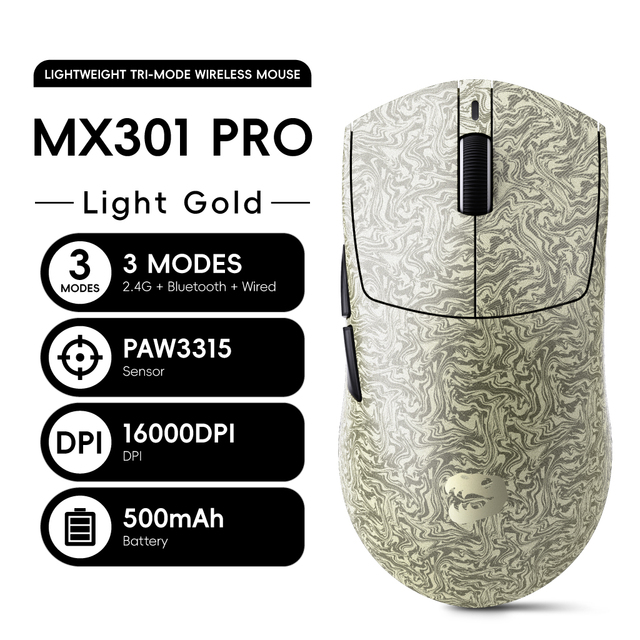 MLOONG Newest PAW3315 Carbon Fiber Ultra-Lightweight Wireless Gaming Mouse 1K Polling Rate 16000 DPI Programmable Gaming Mouse