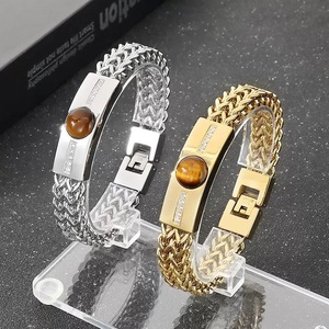 <span class=keywords><strong>Bracelet</strong></span> Hip-hop pour Hommes et Femmes, Style Rétro, Chaîne à Points Croisés, Couple, Plaqué Or, Œil de Tigre Courbé, Kevlar - Product Image 6