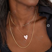 Gemnel mode 925 bijoux en argent 14k or coeur émail pendentif collier