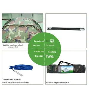 <span class=keywords><strong>Tenda</strong></span> Mimetica in Poliestere Monostrato, Assemblata a Mano, Leggera, Portatile, per Più Persone, per <span class=keywords><strong>Campeggio</strong></span> e Escursionismo in <span class=keywords><strong>Montagna</strong></span> - Product Image 2