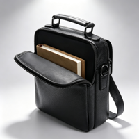 Sac bandoulière compact en cuir véritable pour homme, sac messager à fermeture éclair avec sangle réglable pour le travail et les voyages