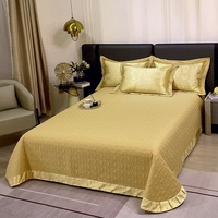 Parure de lit matelassée en pur coton de style européen avec housse de couette et drap-housse, 600 fils, sergé, teinture réactive, lavable