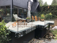 Reilbu Garde-corps en verre sans cadre en acier inoxydable au design moderne pour escalier avec façade/montage latéral