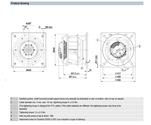 พัดลมแบบแรงเหวี่ยงอุตสาหกรรม ebm-papst รุ่น K3G400-PW03-01/F01 EC  ประสิทธิภาพสูง เสียงรบกวนต่ำ สำหรับการระบายความร้อน - Product Image 2