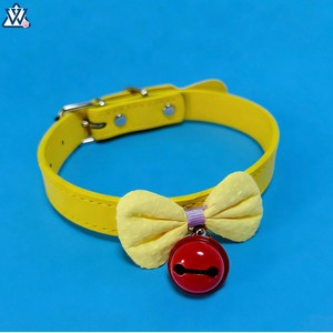 Collar para mascotas Wangwuwu amarillo ajustable con lazo y campana para perros pequeños - Product Image 1