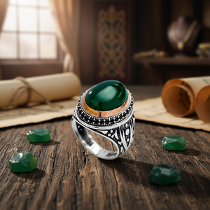 Ottoman Design Green Agate Ovan Cut Gemstone Ottoman Authentic <b>Men</b> <b>Ring</b> Wholesale Handmade 925 Sterling <b>Silver</b> - Product Image 3