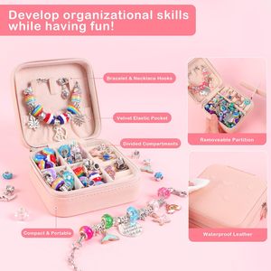 Kit per Creare Braccialetti per Ragazze, <span class=keywords><strong>Regalo</strong></span> di Compleanno Perfetto, Set per Creazione Gioielli con Portagioie Portatile, Carino e Brillante - Product Image 2