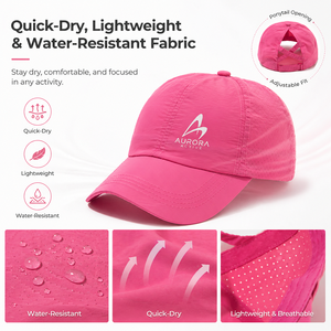 Casquette de baseball personnalisée SHINY pour l'été, séchage rapide, avec queue de cheval, dos croisé et protection solaire UPF, chapeau de sport - Product Image 5