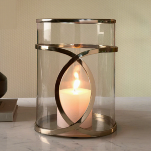 Venta caliente linterna de vela de plata linterna de acero de plata votiva con vidrio interior de Metal y vidrio portavelas hecho a mano personalizado - Product Image 1