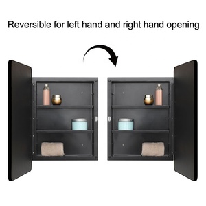 <span class=keywords><strong>Armoire</strong></span> à médicaments en plastique avec miroir de salle de bain avec cadre en métal noir - Product Image 2