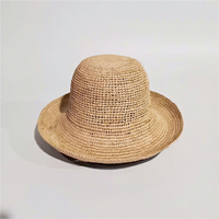 Topi Jerami Rafia Madagaskar Alami Rajutan Tangan Grosir untuk Wanita, Cocok untuk Pantai, Bepergian, dan Pelindung dari Sinar Matahari di Musim Panas