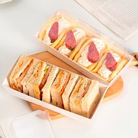 5.3/6/7.4 pouces rectangle papier boîtes alimentaires contenants à dessert jetables avec couvercles transparents pour biscuits salade pâtisserie cuisson