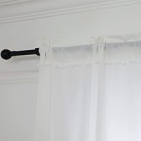 Rideaux transparents blancs en fil résistant aux rayures avec garniture à pompons pour salon chambre d'enfant chambre à coucher
