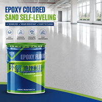 Revêtement liquide autolissant en résine époxy sans solvant, sable coloré, application au pinceau, sol décoratif sans joint
