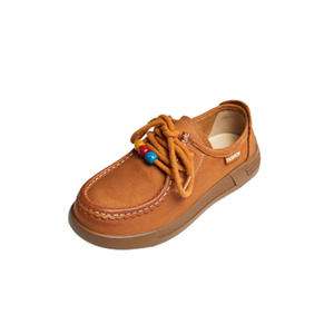 Nouvelles chaussures plates rétro en cuir véritable faites à la main avec lacets et semelle souple pour femme, style plateforme, petites chaussures en cuir - Product Image 5