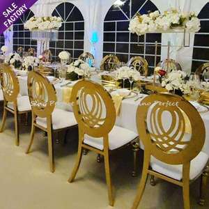 Nuevo producto, muebles de respaldo redondo de acero inoxidable dorado para salones de bodas, sillas de salón de bodas a la venta en China - Product Image 1