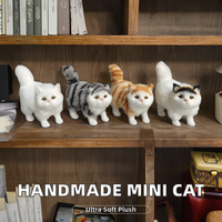 Décoration chat miniature en peluche super douce faite à la main - Statue de chaton en fausse fourrure moelleuse de 12 cm, non rembourrée, Kawaii, pour étagère, maison, bureau, voiture