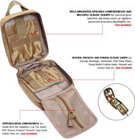 Pochette tactique MOLLE pour trousse de premiers secours IFAK EMT, sac tactique