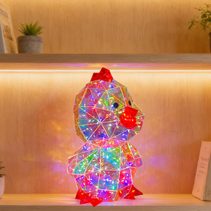 Lampe LED irisée illuminée faite à la main en forme d'animal (poule, coq) pour la maison, les remises de diplômes, Pâques, les événements et les fournitures de fête - Product Image 2