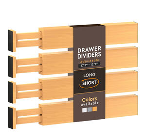 Séparateurs de tiroirs réglables en <span class=keywords><strong>bambou</strong></span>, organisateurs extensibles de tiroirs de cuisine, séparateur pour ustensiles - Product Image 1