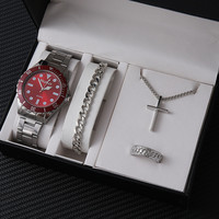 Montre Quartz Rétro Homme, Parure Bijoux Collier et Bracelet, Style Hip Hop Tendance, Montre pour Hommes