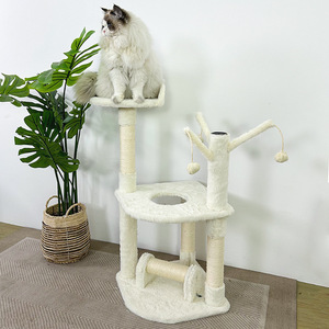 ต้นไม้แมวสองชั้นพร้อมเสาทำจากไซซอลและของเล่นแขวนสำหรับแมวในบ้าน - Product Image 6