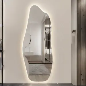 大きな長方形のバスルームミラーデザイナーSpecchio Infinity Magic SalonイルミネーションスマートLED木製フレーム刻印ミラー