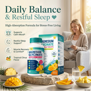 Wholesale Magnesium Glycinate Chewable Tablets <strong>Tropical</strong> Citrus Flavor Supplement for Calm Mood Relaxation Muscle Nerve Health - Product Image 1