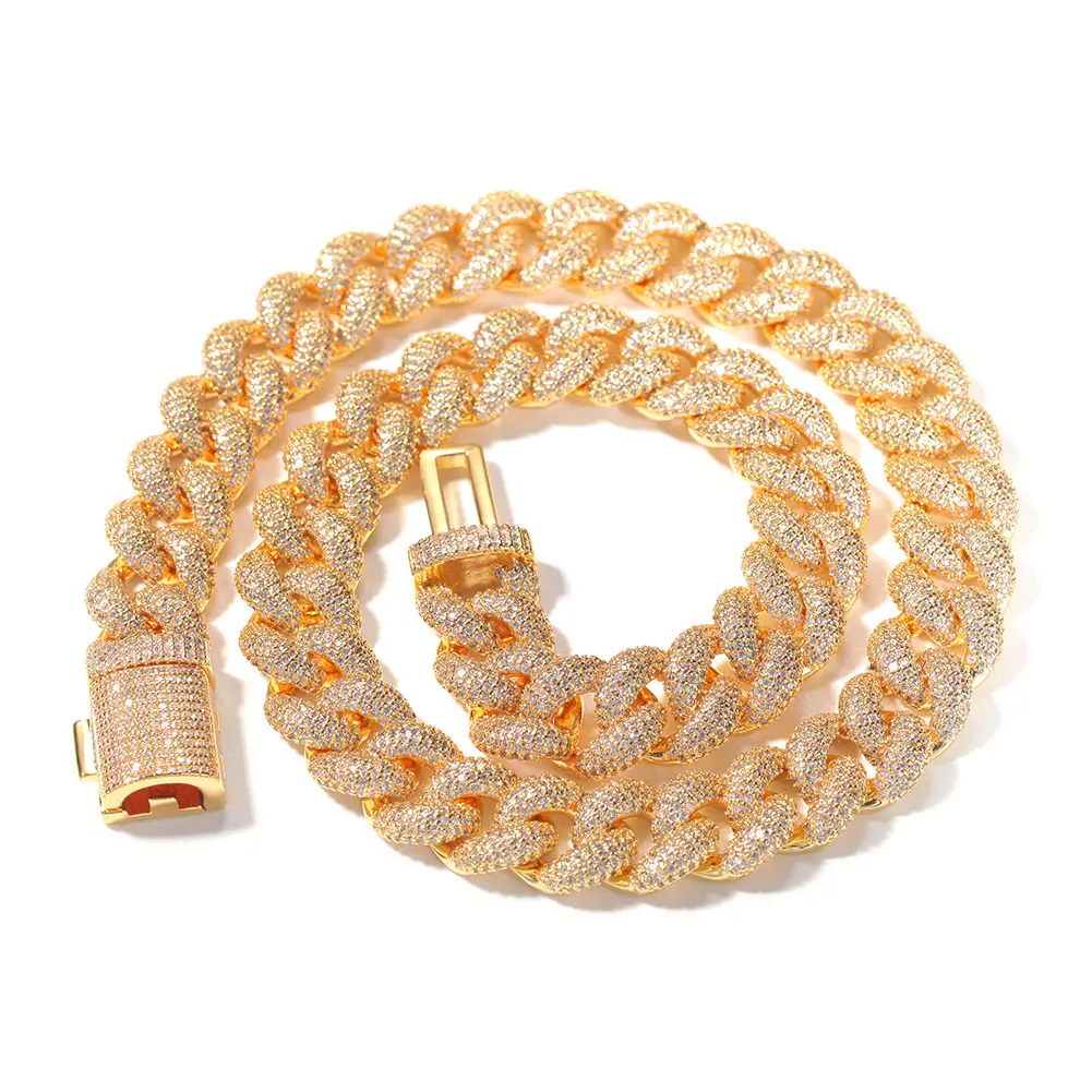 2020 best selling high quality miami choker fashion hip hop women men 14mm gold iced cuban link chain
