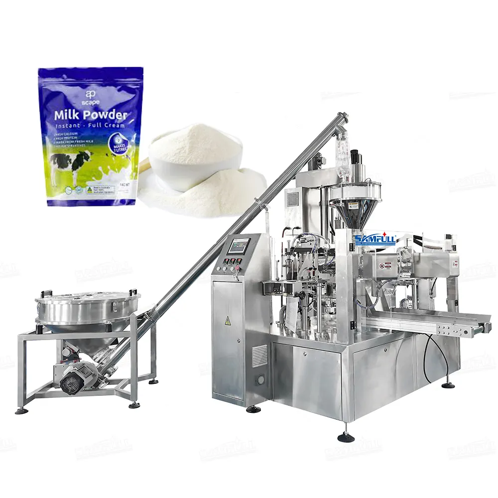 Otomatik 200g 300g 500g fermuarlı çanta süt tozu paketleme makine toz dolum premade kılıfı paketleme makinesi