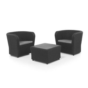Nova Tte--Tte Graphite Armchair and <b>Table</b> for Outdoor Use Recycled <b>Plastic</b> Contemporary Eco-Friendly <b>Garden</b> Set - Product Image 2