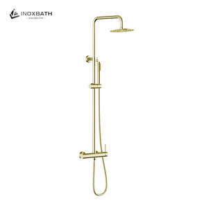 طقم دش دائري من الفولاذ المقاوم للصدأ بنمط رذاذ المطر مثبت على الحائط دش عالي الضغط للحمامات المصقول للفنادق - Product Image 4