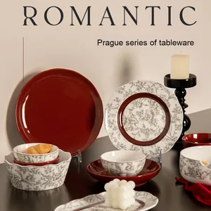 Vaisselle en céramique originale de Prague, motif de fruits luxueux, assiettes de mariage jetables - Product Image 2