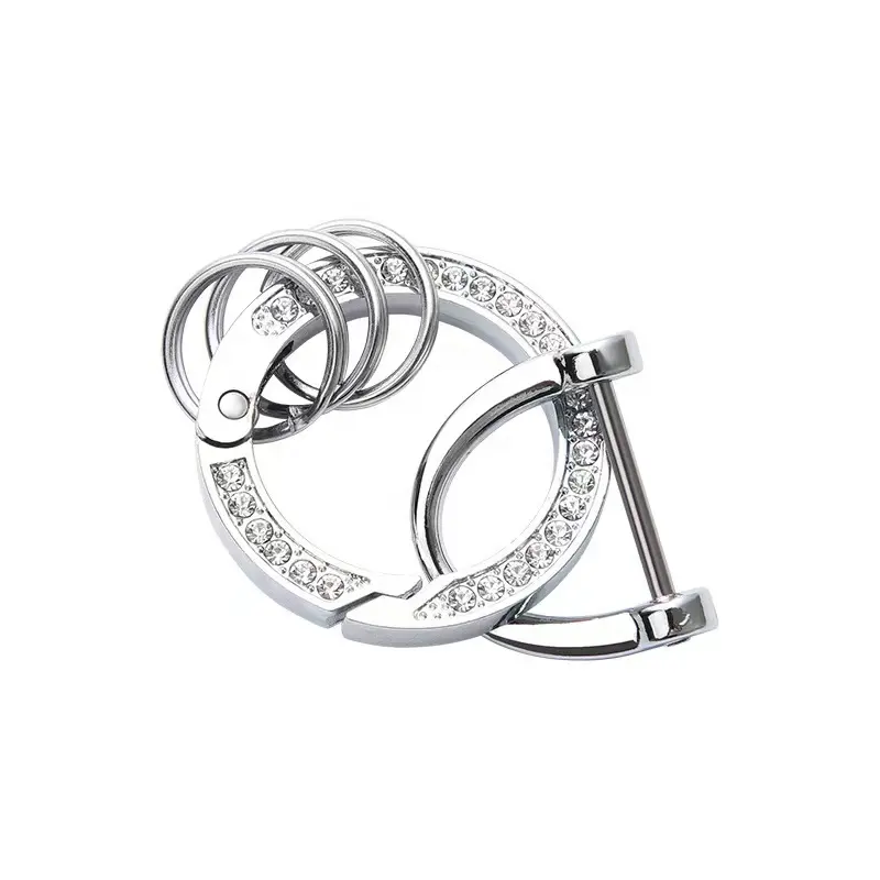 Anello portachiavi con diamante personalizzato in lega di zinco personalizzato OEM di alta qualità