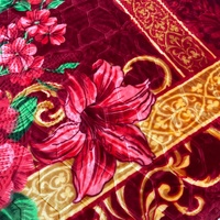 Decken-Sonderanfertigung Fabrikdesignierte Muster Drei Rote Pfingstrosen Weiche Einlagige Doppellagige Polyester Raschel-Decken