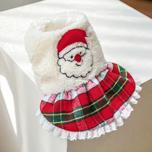 Vêtements <span class=keywords><strong>pour</strong></span> chiens et chats en gros en usine-Robe d'hiver en coton épaissie et doublée de polaire, Halloween et Noël Père Noël - Product Image 5