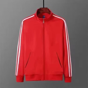 เสื้อแจ็คเก็ตแทร็คสีกรมท่าสำหรับผู้ชาย ทรงปกติ สีพื้น สไตล์สปอร์ต คอตั้ง ซิปยาวเต็มตัว - Product Image 3