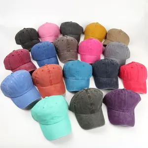 Individueller Outdoor einfarbiger gewaschener Sport-Soft-Top mit gebogener Krempe 6 Panel 100% Reine Baumwolle Dad-Mütze Baseballmütze