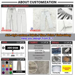 جينز رجالي مخصص بتصميم Y2K مزين بالأحجار الكريمة، بنطلون دنيم فضفاض بتأثير الغسيل الحمضي ومرصع بالأحجار الكريمة بطراز عتيق - Product Image 5