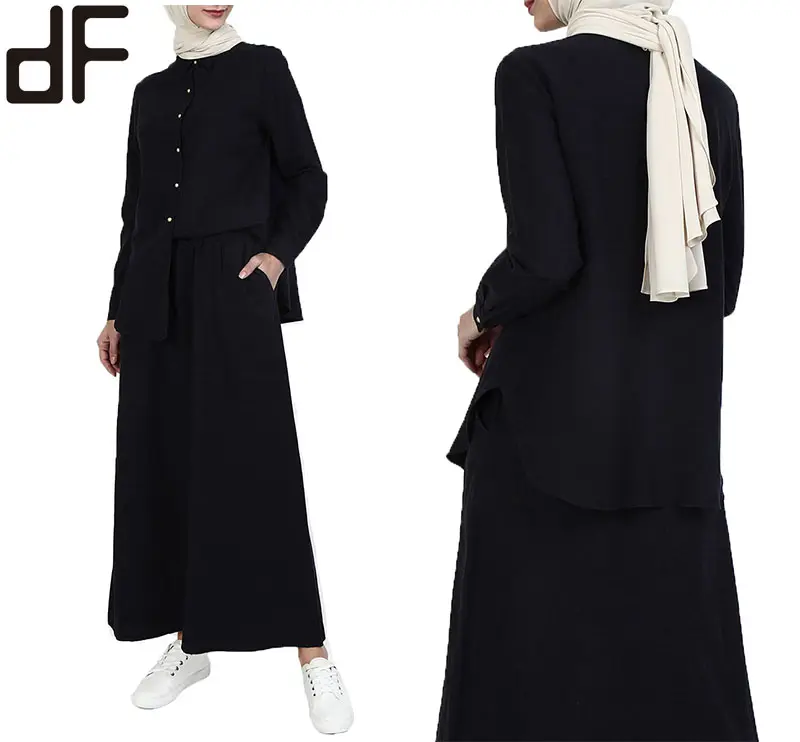 Dag Look Fashion Moslim Drop Schouder Tunic Rayon Gedrukt Blouse Moslim Islamitische Vrijetijdskleding