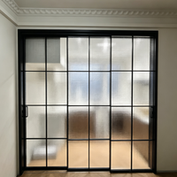 Porte coulissante intérieure en verre double couche ultra-mince avec cadre en aluminium au design moderne, verre artistique personnalisé pour cuisine et salon