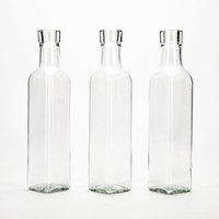 VISTA Vente en gros de bouteilles en verre carrées de 250 ml/500 ml pour huile d'olive Marasca avec bouchon en liège et impression sérigraphique