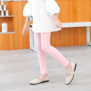 बच्चों के लिए 2-6 टी पूरी लंबाई वाली कपास लेगिंग बच्चों के लिए नरम आरामदायक पैरों के साइड फीके लोगो कमर स्ट्रेची लेवियर - Product Image 4