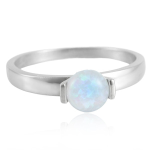 Women's <b>Opal</b> <b>Ring</b> Stainless Steel Bezel Setting Round Gemstone Fashion Jewelry Gift - Product Image 2