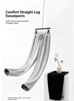 Pantalon de survêtement unisexe en mélange de coton 300G, coupe droite, taille élastique avec cordon de serrage, coupe ample, style streetwear décontracté
