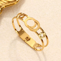 Bracelet manchette tendance en acier inoxydable plaqué or 18 carats PVD, bijoux de créateur de marque célèbre pour femmes