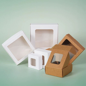 Caixas de Presente de Papel Kraft com Janela Transparente, Embalagem Ecológica Reciclável para Pequenos Presentes, Joias, Lembrancinhas de Festa - Product Image 3