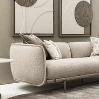 Meubles de salon modernes italiens personnalisables haut de gamme, sectionnels modulaires en tissu polaire crème pour appartement