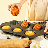 MIXWARES Moule à muffins 6 cavités et plaque de cuisson antiadhésive professionnelle pour gâteaux à la citrouille, muffins, compatible four