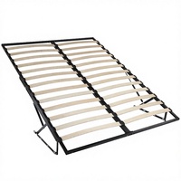 Cadre de lit de rangement moderne et écologique en bois de bouleau, avec vérins à gaz, sommier à lattes en bois, taille personnalisable, base de lit ottoman durable et facile à assembler